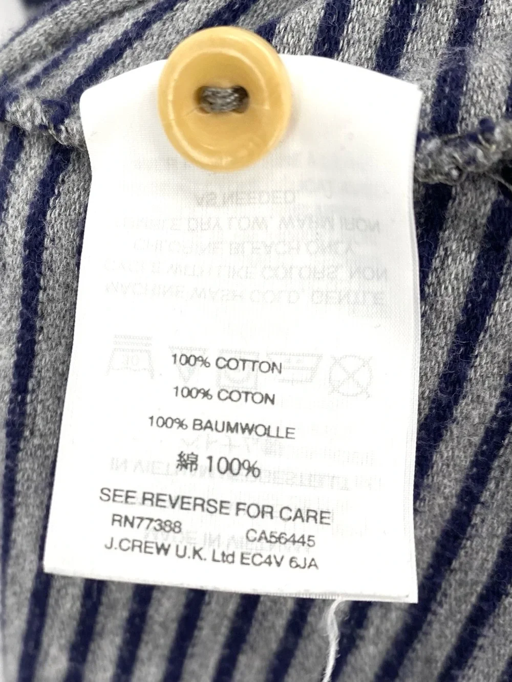 J. Crew Knit Goods Men’s Striped Long Sleeve Pocket Shirt Gray Blue Large Tall